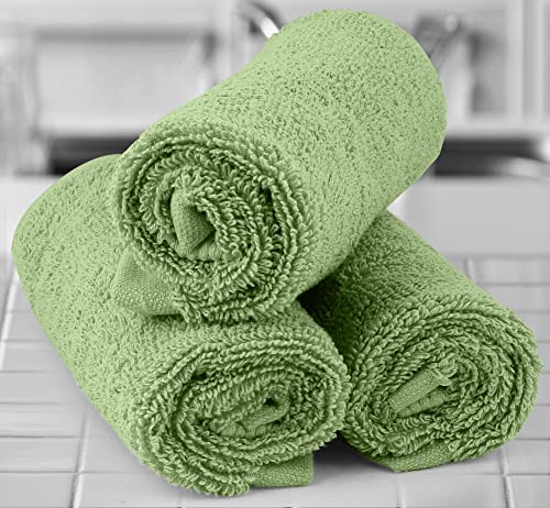Utopia Towels [12 Pack Premium Wash Cloths Set (12 x 12 Inches) 100% Cotton Ring Spun, Highly Absorbent and Soft Feel Essential Washcloths for Bathroom, Spa, Gym, and Face Towel (Sage Green)