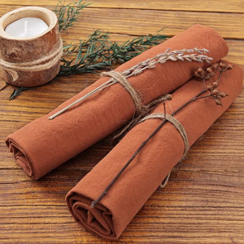 Socomi Cotton Linen Napkins Bulk 17"x17" Stonewashed Cloth Dinner Napkins Rustic Thick Table Napkins for Fall Thanksgiving Christmas Party Wedding Decoration (Set of 6, Terracotta)