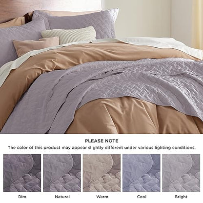 Bedsure Queen Quilt Bedding Set - Lightweight Summer Quilt Full/Queen - Raindrops Purple Bedspread Queen Size - Bedding Coverlet for All Seasons (Includes 1 Quilt, 2 Pillow Shams)