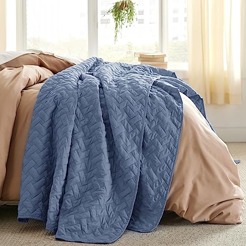 Bedsure Queen Quilt Bedding Set - Lightweight Summer Quilt Full/Queen - Mineral Blue Bedspread Queen Size - Bedding Coverlet for All Seasons (Includes 1 Quilt, 2 Pillow Shams)