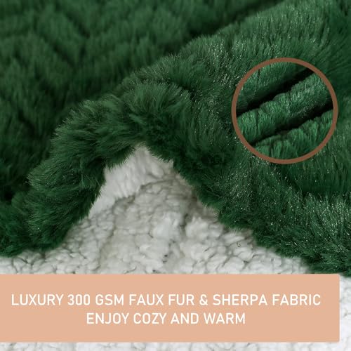 Green Soft Faux Fur Electric Throw, Heated Sherpa Blanket - 50x60 inches