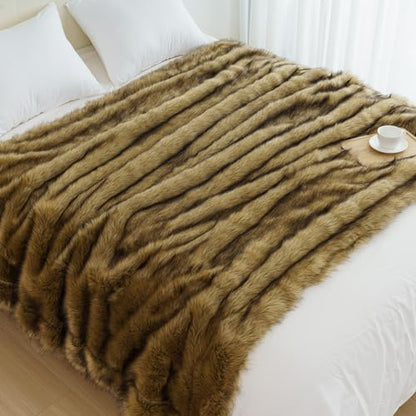 Faux Mink Throw Blanket - Super Warm Thick Fuzzy