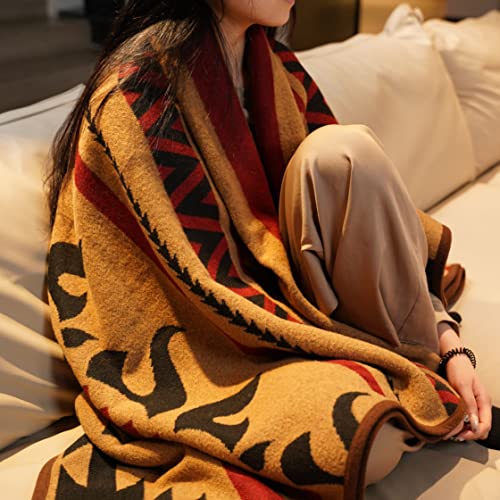 PuTian Merino Wool Blanket - 51" x 63" Thick Warm Soft Washable Twin Throw - Great for Bed, Couch, Camping, Outdoor, Pets, Travel, Kaki