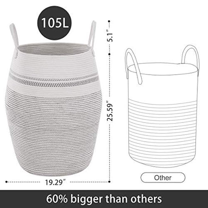 XL Woven Storage Basket (White/Beige)