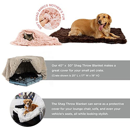 Calming Shag Fur Pet Throw Blanket, Cotton Candy Pink, 40"x50"
