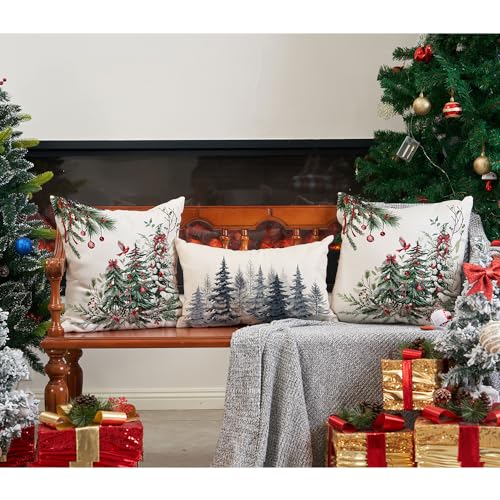 DFXSZ Christmas Pillow Covers 18x18 Inch Set of 2 Christmas Tree Decorative Throw Pillows Winter Christmas Decor for Home Couch 35