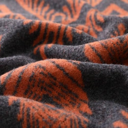 PuTian Merino Wool Blanket - 4 lbs Warm, Thick, Washable, Large 87" x 63" Throw for Outdoors, Camping,Couch, Bed, Travel-Super Soft Wool Blanket- Bohemia Orange