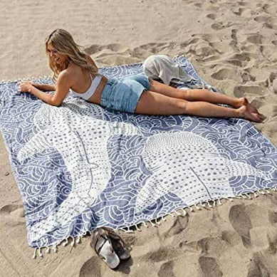 Whale Shark XL Turkish Beach Towel - 100% Organic Cotton, Quick Dry