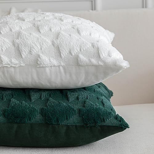 SHITURRE Christmas Tree Decorative Throw Pillow Covers Set of 2 Packs, Soft Fluffy Pillowcases for Home Décor, Boho Pillow Covers for Couch Bedroom(White-Tree, 18"x18")