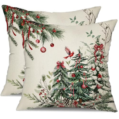 DFXSZ Christmas Pillow Covers 18x18 Inch Set of 2 Christmas Tree Decorative Throw Pillows Winter Christmas Decor for Home Couch 35
