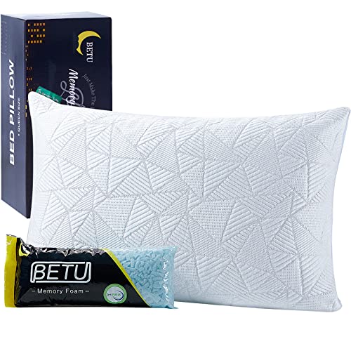 White Shredded Memory Foam Cooling Pillow, Loft Adjustable, 1 Pack