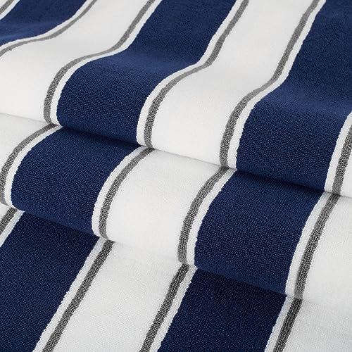 Navy/Grey Oversized Beach Towel - 100% Cotton, Quick Dry