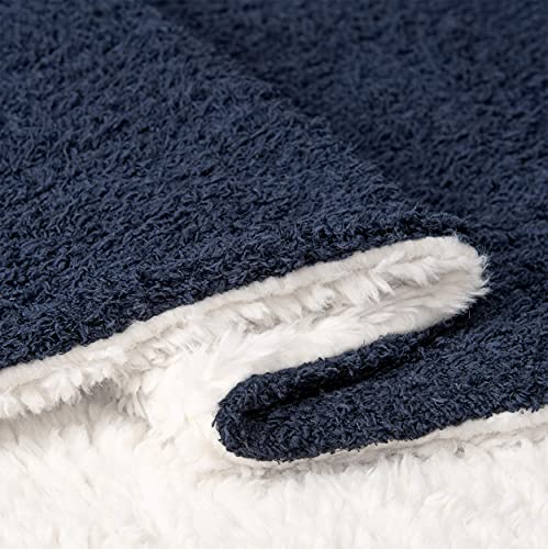 UGG Ana Navy Knit Throw Blanket - Plush Oversized Reversible Throw Blanket