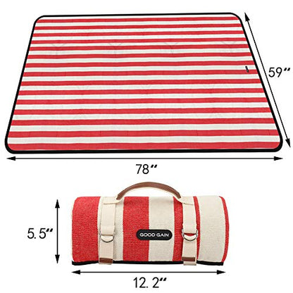 Red Stripe Picnic Blanket Waterproof & Sand Proof