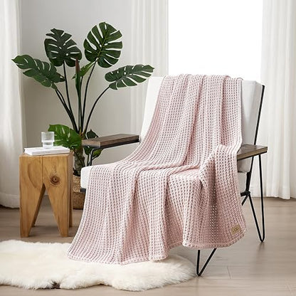UGG Luna Cotton Lightweight Throw Blanket for Couch or Bed- 70x50-Inch, Quartz Pink