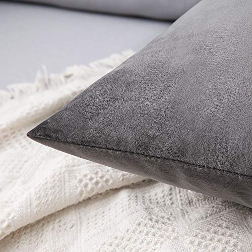 MIULEE Pack of 2 Velvet Pillow Covers Decorative Square Pillowcase Soft Solid Cushion Case for Sofa Bedroom Car 18 x 18 Inch Dark Grey