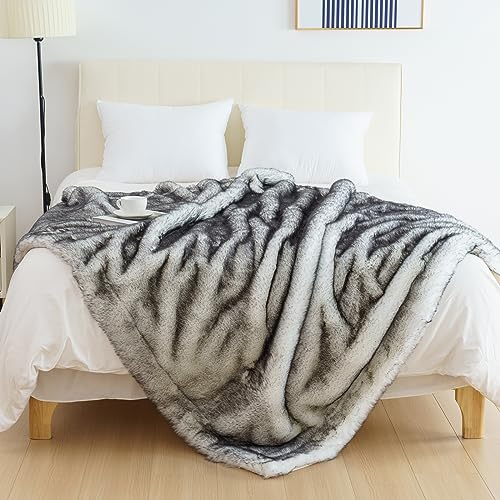 White Faux Fox Fur Luxury Throw Blanket