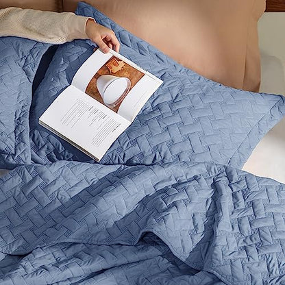 Bedsure Queen Quilt Bedding Set - Lightweight Summer Quilt Full/Queen - Mineral Blue Bedspread Queen Size - Bedding Coverlet for All Seasons (Includes 1 Quilt, 2 Pillow Shams)