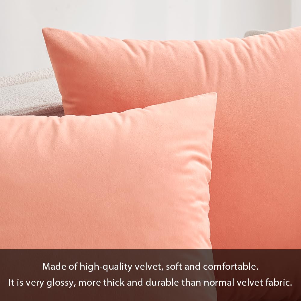 MIULEE Pack of 2, Velvet Soft Solid Decorative Square Throw Pillow Covers Set Cushion Cases Pillowcases for Spring Sofa Bedroom 18x18 Inch Coral Red