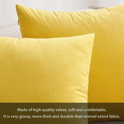 MIULEE Pack of 2 Velvet Soft Solid Decorative Square Throw Pillow Covers Set Cushion Case for Spring Sofa Bedroom Car 18x18 Inch 45x45 Cm Lemon Yellow
