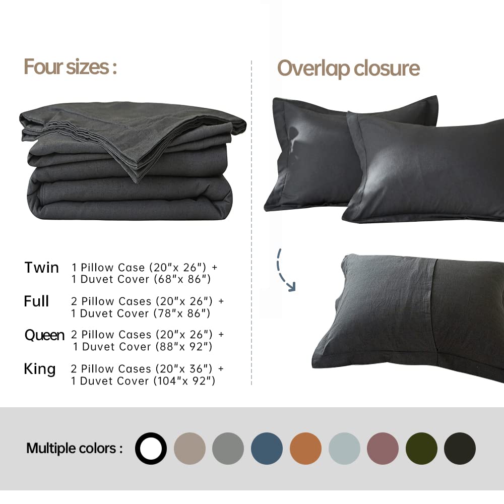 Storm Grey King Size French Linen Duvet Cover Set