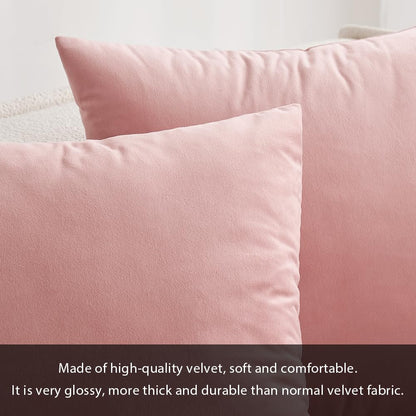 MIULEE Pack of 2 Velvet Soft Solid Decorative Square Throw Pillow Covers Set Cushion Case for Spring Sofa Bedroom Couch 18x18 Inch Dusty Pink
