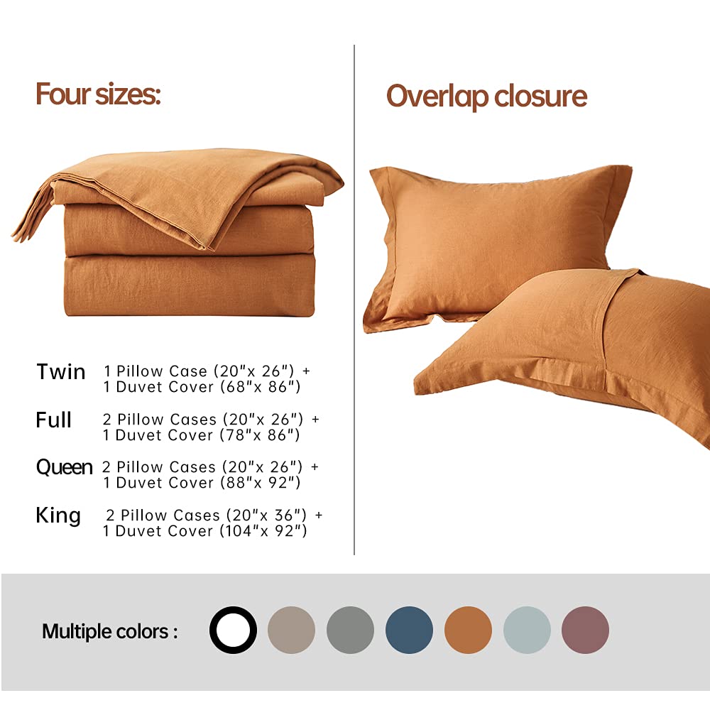 Umber King Size French Linen Duvet Cover Set