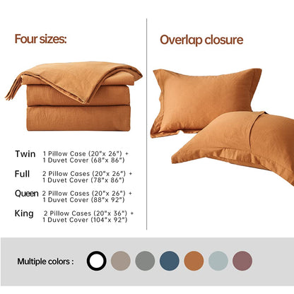 Umber King Size French Linen Duvet Cover Set