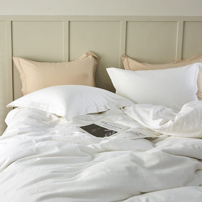 Eggshell King Size French Linen Duvet Cover Set