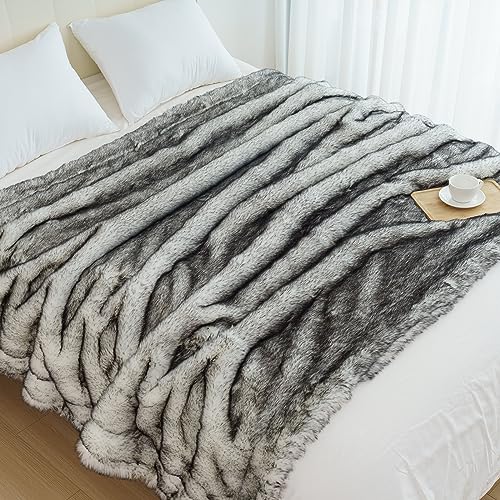 White Faux Fox Fur Luxury Throw Blanket