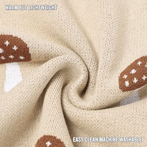 Flax Mushroom Luxury Knit Receiving Swaddle Unisex Baby Blanket - 100% Cotton