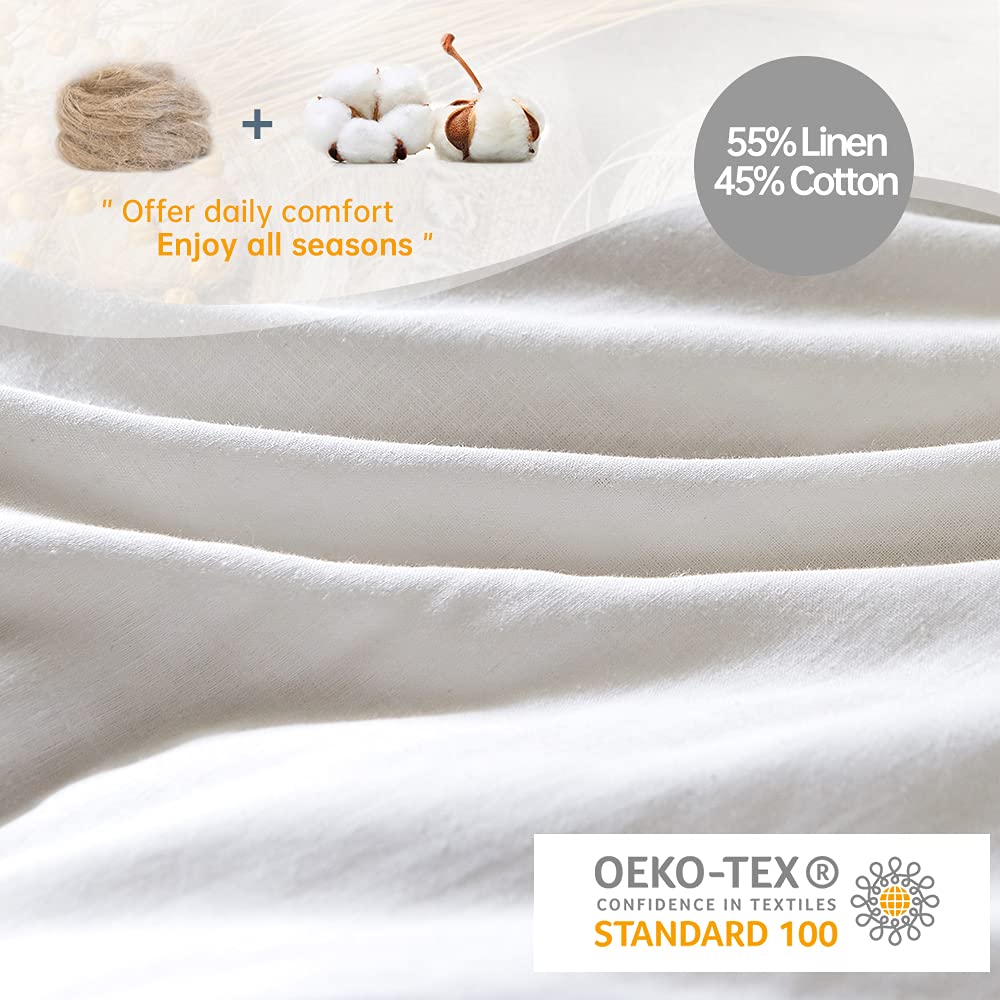 Eggshell King Size French Linen Duvet Cover Set