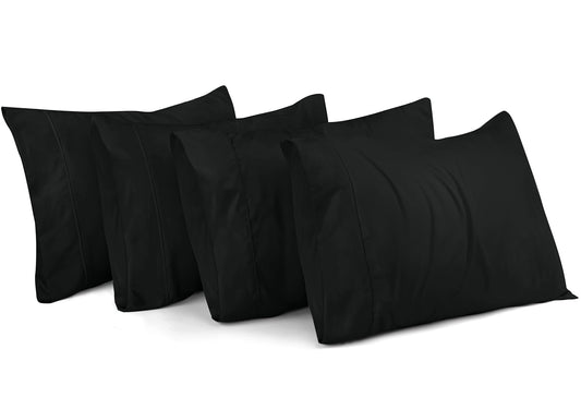 Utopia Bedding Queen Pillow Cases - 4 Pack - Envelope Closure - Soft Brushed Microfiber Fabric - Shrinkage and Fade Resistant Pillow Cases Queen Size 20 X 30 Inches (Queen, Black)
