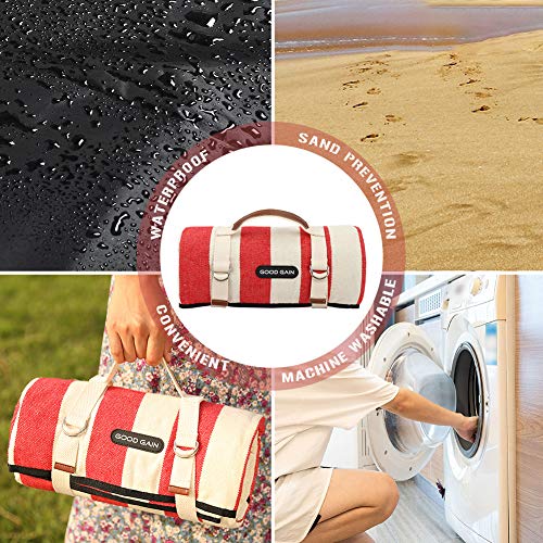 Red Stripe Picnic Blanket Waterproof & Sand Proof