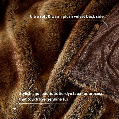 Luxury Faux Wolf Fur Throw Blanket
