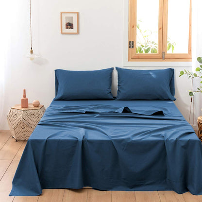 Classic Blue King Size Belgian Linen Sheet Set