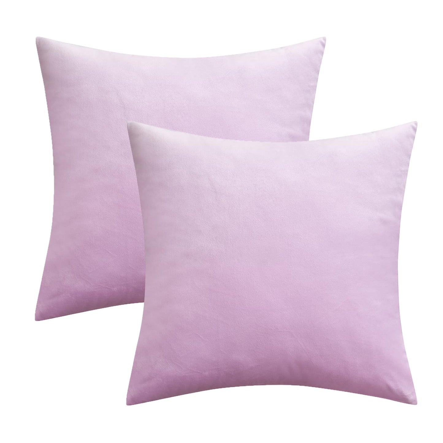 MIULEE Pack of 2 Light Purple Velvet Throw Pillow Covers 18x18 Inch Soft Solid Decorative Square Set Cushion Cases for Spring Couch Sofa Bedroom