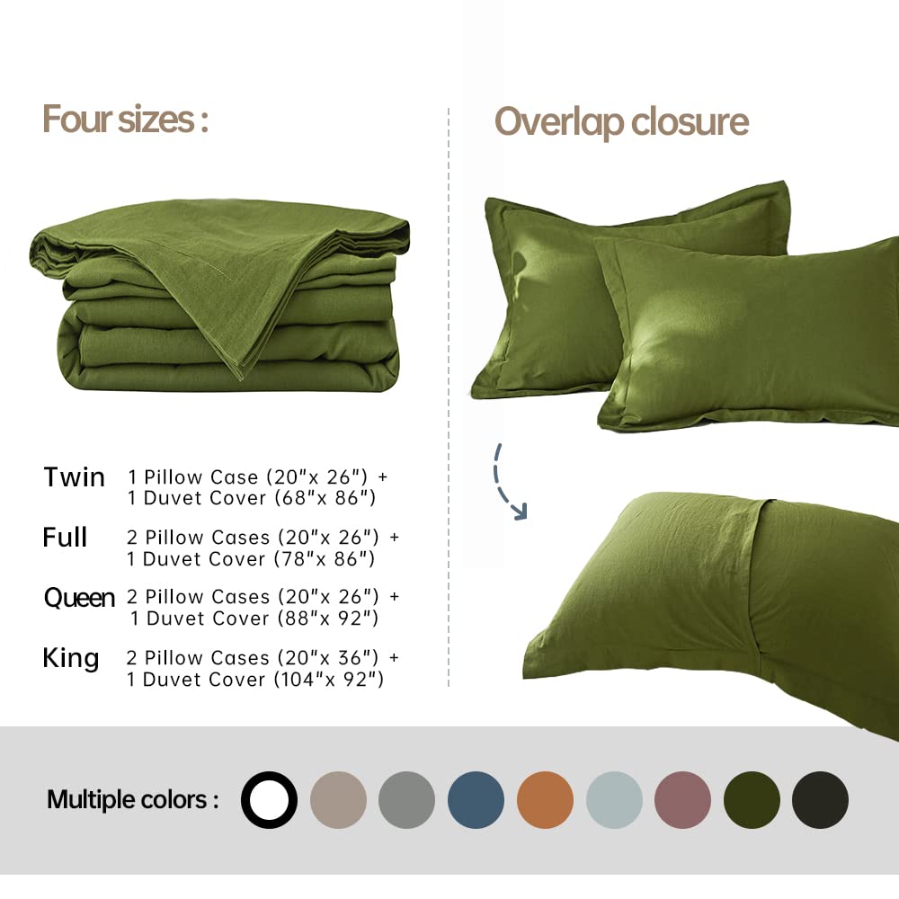 Forest Green King Size French Linen Duvet Cover Set