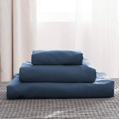 Classic Blue King Size Belgian Linen Sheet Set