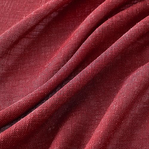 MIULEE Burgundy Red Linen Curtains 84 Inch Length for Bedroom Living Room, Soft Thick Linen Textured Window Drapes Semi Sheer Light Filtering Back Tab Rod Pocket Burlap Look Christmas Decor, 2 Panels