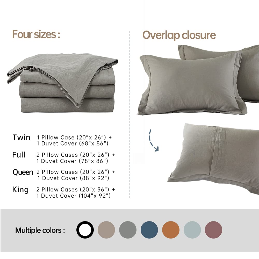 Cloud Grey King Size French Linen Duvet Cover Set