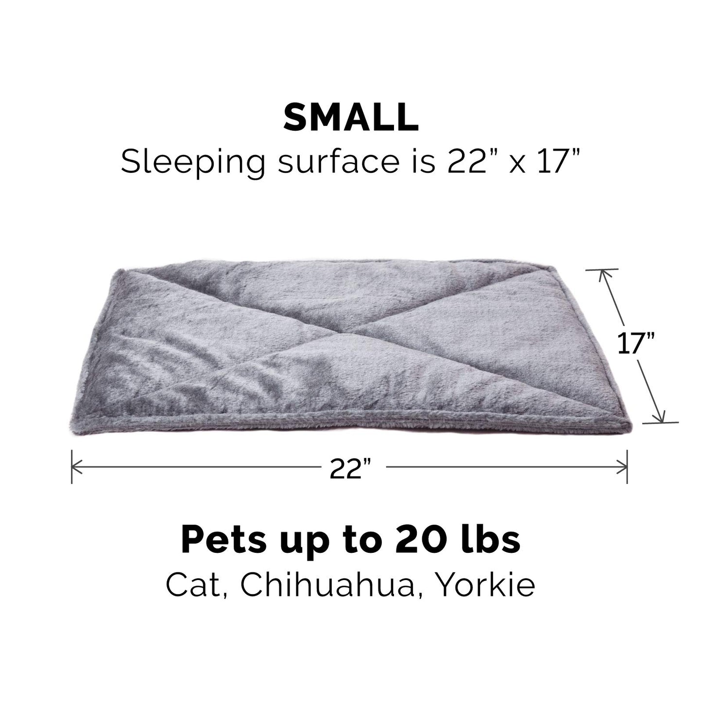 Furhaven ThermaNAP Self-Warming Cat Bed for Indoor Cats & Small Dogs, Washable & Reflects Body Heat - Quilted Faux Fur Reflective Bed Mat - Gray, Small