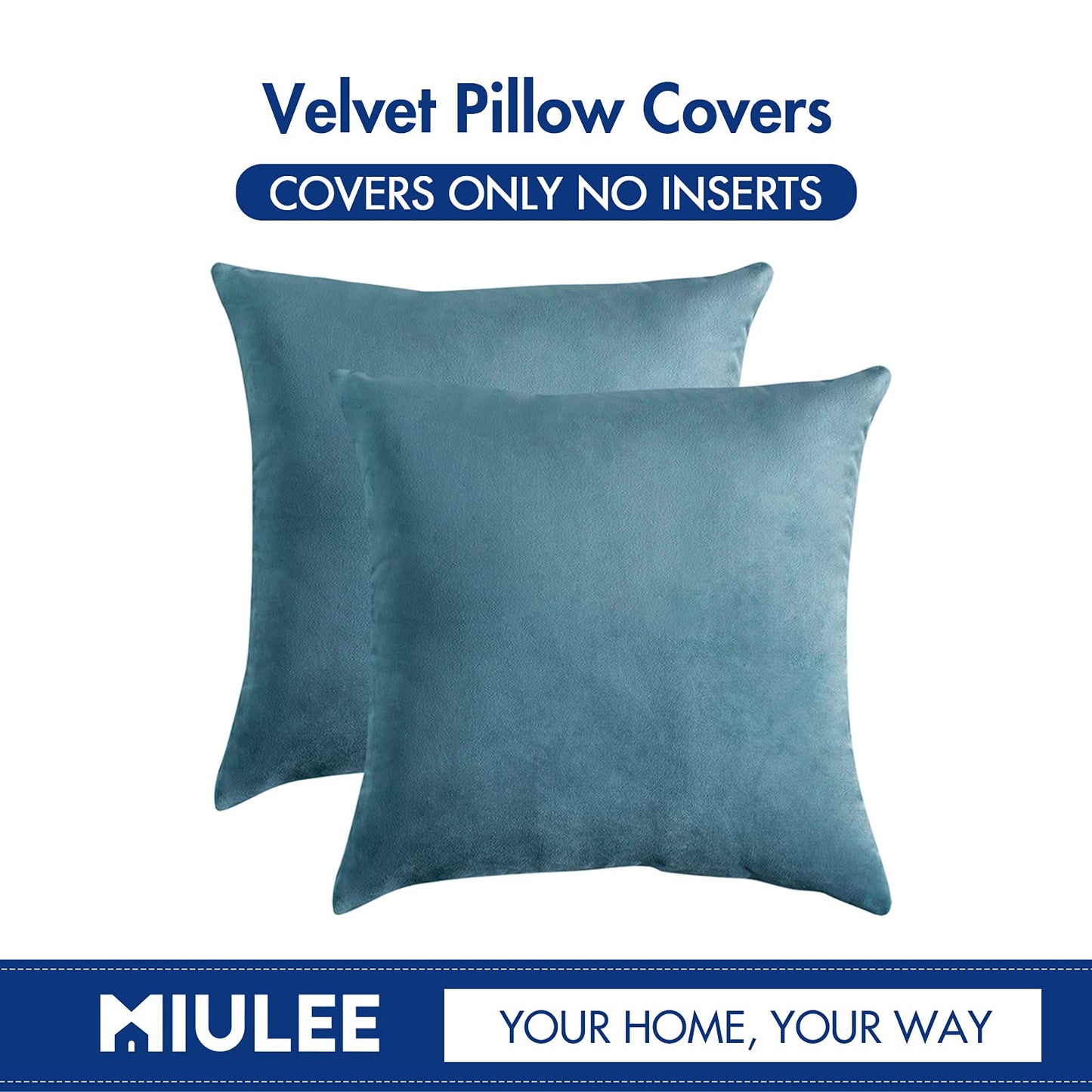 MIULEE Pack of 2, Velvet Soft Solid Decorative Square Throw Pillow Covers Set Cushion Cases Pillowcases for Spring Sofa Bedroom Car18x18 Inch 45x45 Cm