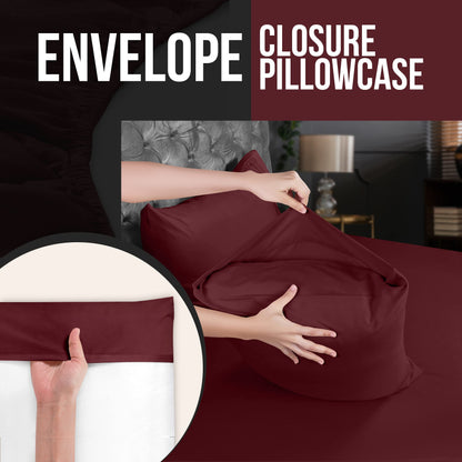 Utopia Bedding Queen Pillow Cases - 4 Pack - Envelope Closure - Soft Brushed Microfiber Fabric - Shrinkage and Fade Resistant Pillow Cases Queen Size 20 X 30 Inches (Queen, Burgundy/Red)