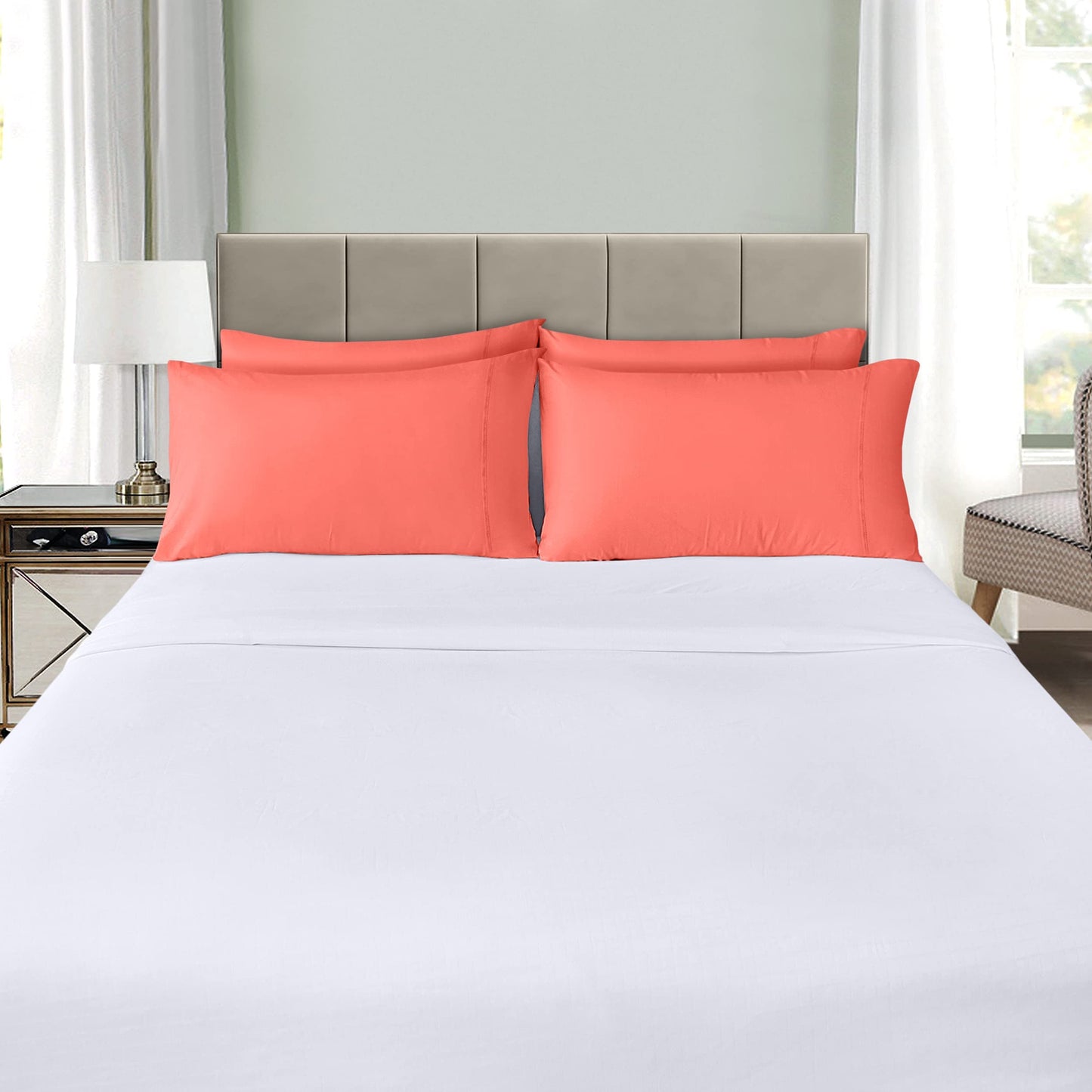 Utopia Bedding Queen Pillow Cases - 4 Pack - Envelope Closure - Soft Brushed Microfiber Fabric - Shrinkage and Fade Resistant Pillow Cases Queen Size 20 X 30 Inches (Queen, Coral)