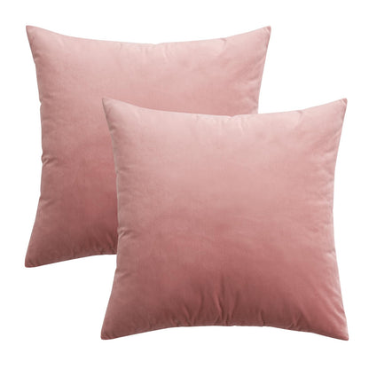 MIULEE Pack of 2 Velvet Soft Solid Decorative Square Throw Pillow Covers Set Cushion Case for Spring Sofa Bedroom Couch 18x18 Inch Dusty Pink