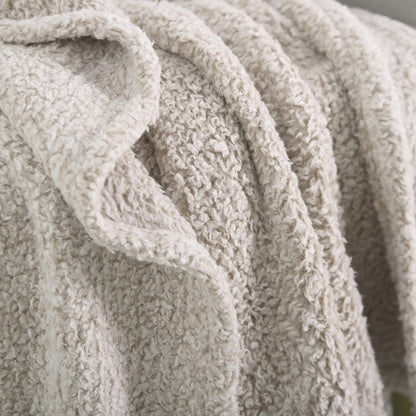 Tassled Off White Ultra Soft Fleece Sherpa Blanket King Size