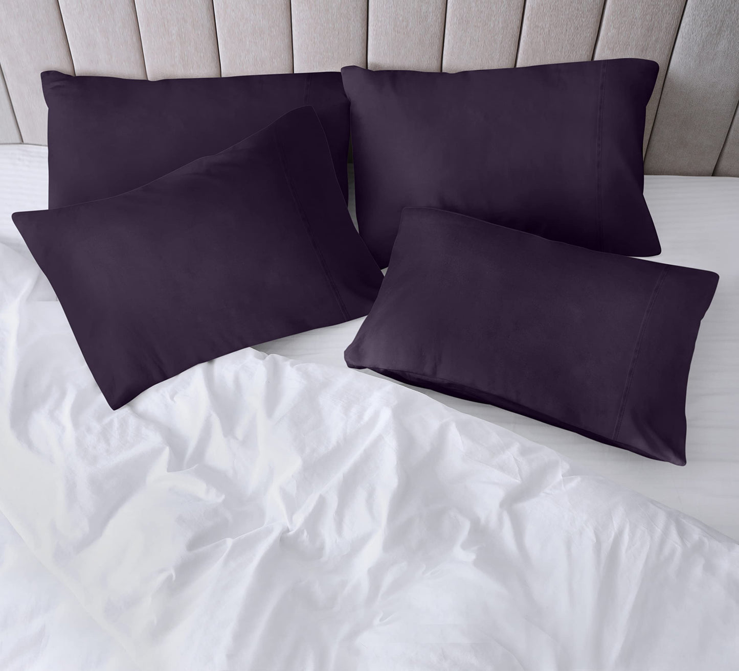 Utopia Bedding King Pillow Cases - 4 Pack - Envelope Closure - Soft Brushed Microfiber Fabric - Shrinkage and Fade Resistant Pillow Cases 20 X 40 (King, Purple)