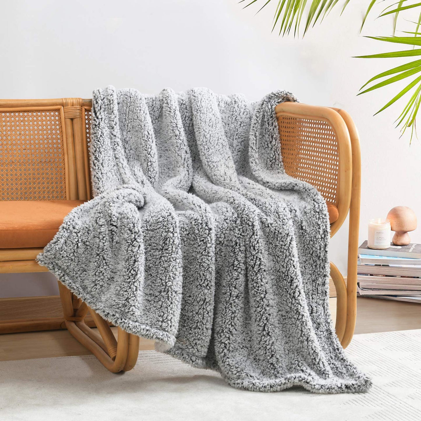 Ombre Black Ultra Soft Cozy Sherpa Throw Blanket