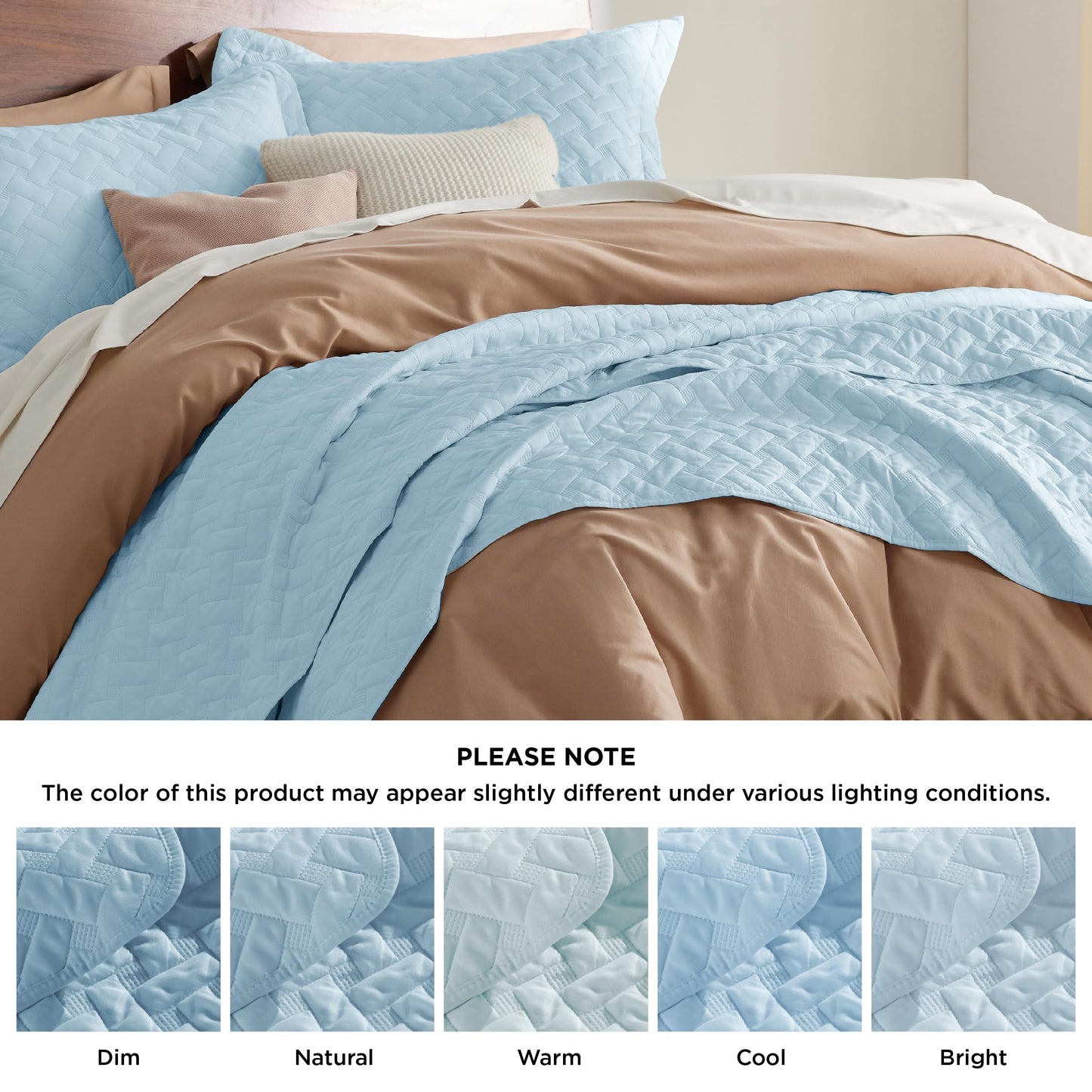 Bedsure Queen Quilt Bedding Set - Lightweight Spring Quilt Full/Queen - Sky Blue Bedspread Queen Size - Bedding Coverlet for All Seasons (Includes 1 Quilt, 2 Pillow Shams)